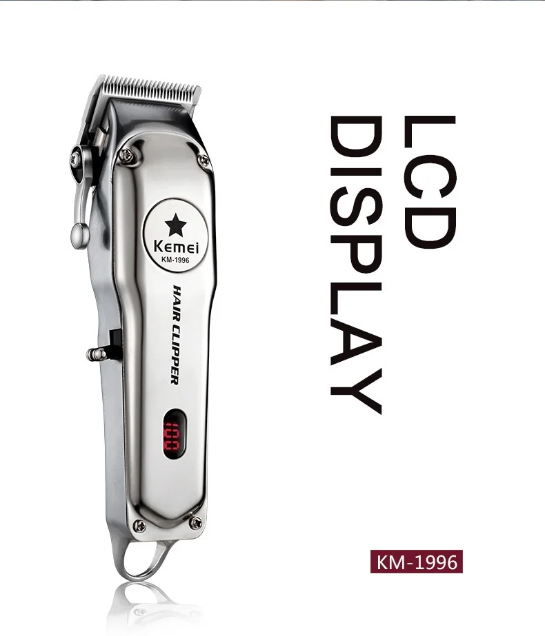  Kemei-1996 All-metal Professional Hair Clipper Electric Cordless Hair Trimmer for Men Hair Cutter H