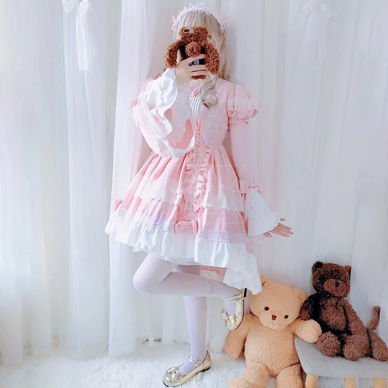 

Cosplay Costume Pink Girl Goth Maid Costume COS Dress Lolita Tuxedo Maid