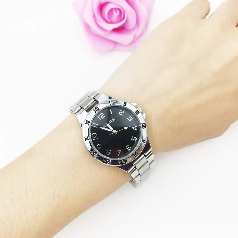 Минималистичные часы женские серебряные браслет из нержавеющей стали женские кварцевые часы модные женские часы Женские Подарочные женские часы Новые - Цвет: Черный