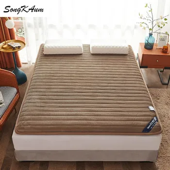 

SongKAum high quality Corduroy Mattresses Thicken Keep warm Tatami Foldable Single double Mattress Help sleep King Queen size