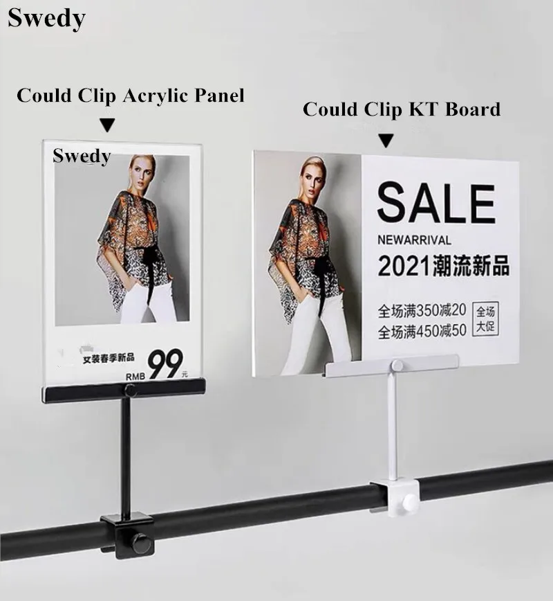 A4 Metal Promotional Price Tags Poster Sign Holder Frame 8.5 x 11 Inches Shelf Pop Clip Ads Display Stand For Clothing Stores