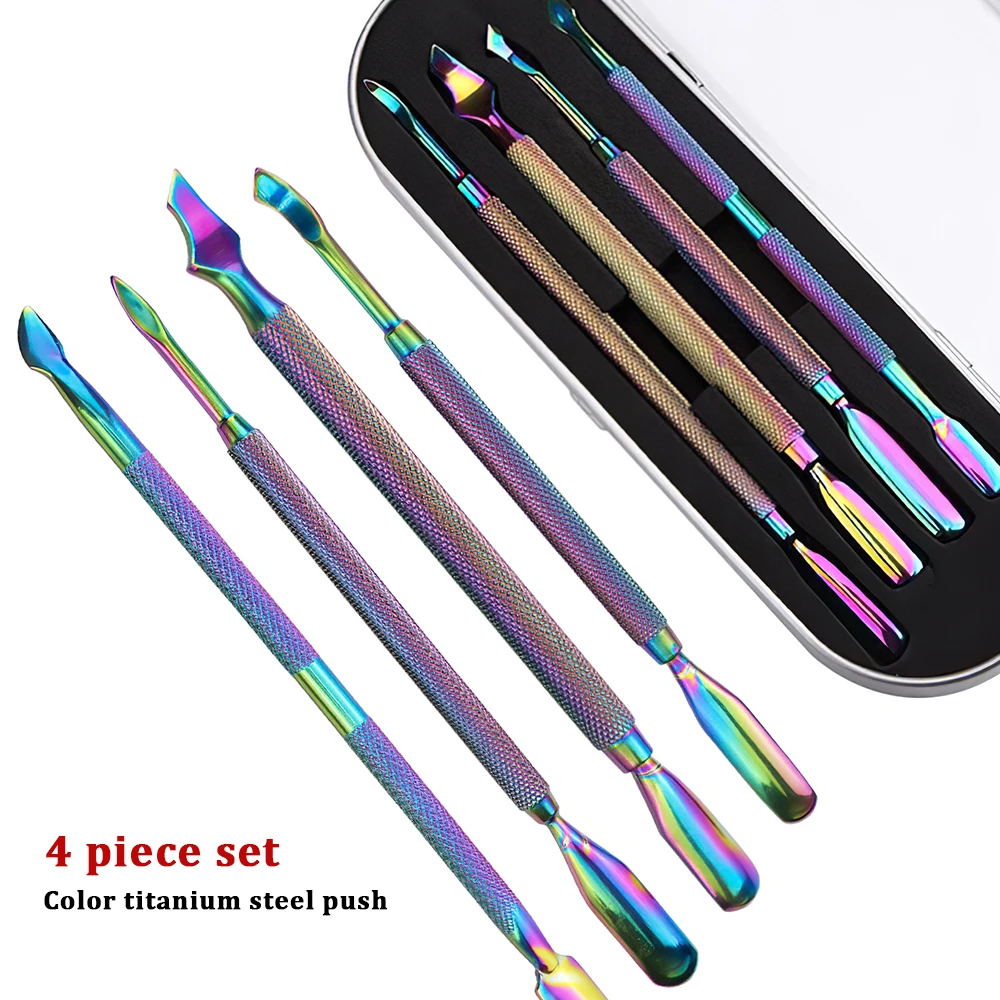 

4PCS/set Cuticle Pusher Nail Gel Remover Dead Skin Cutter Stainless Steel Manicure Scissor Clipper Nail Art Tool Cuticle tools