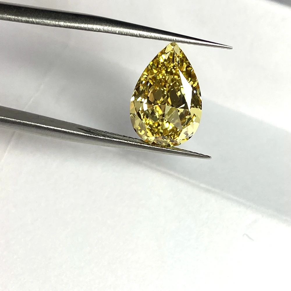 Meisidian 6A 9x13.5mm 5 CTS Pear Drop Shape Cubic Zirconia Vivid Yellow Diamond Stone