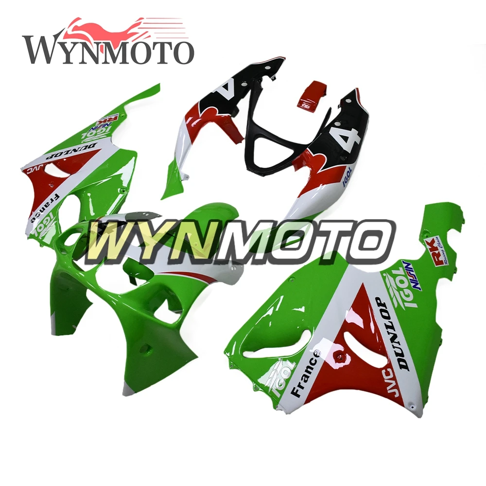 Полный обтекатели для Кавасаки ZX7R 1996 1997 1998 1999 2000 2002 2003 АБС-пластик мотоциклетный кузов белого, зеленого и красного цвета корпуса