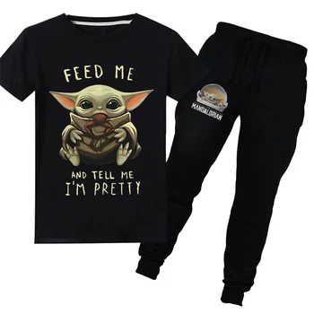 

Baby Yoda T Shirt Sets Little Boys Girl Cute Baby Yoda T Shirt Set Kids Round Collar Short Sleeve The Manda T-Shirt Pant Clothes