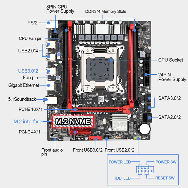 X79 Motherboard X79M-S 3.0 M ATX USB3.0 PCI-E NVME M.2 SSD Support 4* DDR3 ECC REG RAM and LGA 2011 E5-V1/V2 Series