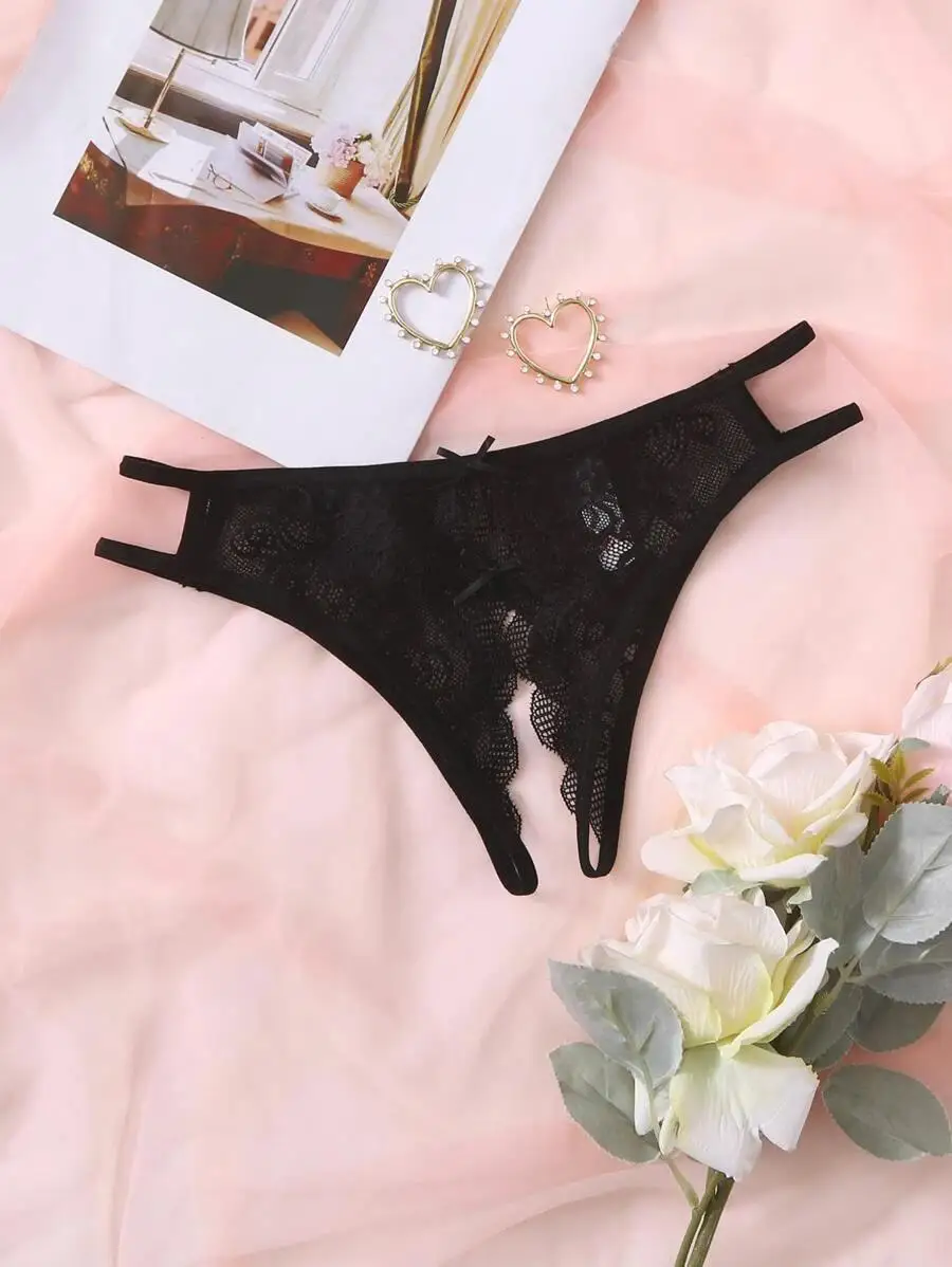 

Цветочные кружевные трусики с бантом