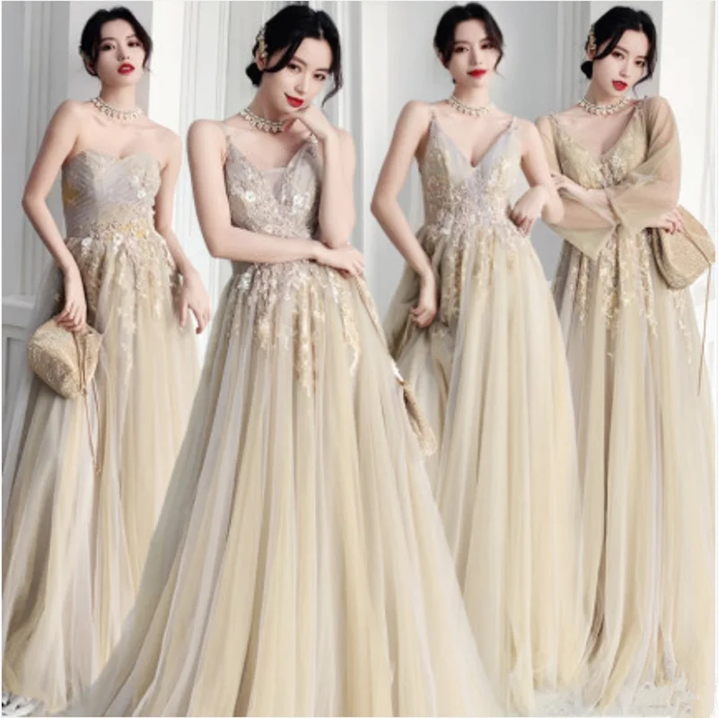 2021 New Stylish Bridesmaid Dresses Long Elegant Prom Formal Party Gown Lace Appliques Robe De Soiree Longue | Свадьбы и торжества