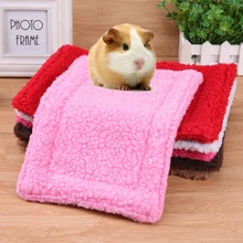 Duplo-face pequeno animal de estimação quente tapete de pelúcia hamster pequena esteira do ninho da cobaia fácil transportar retangular coelho cama almofada esteira