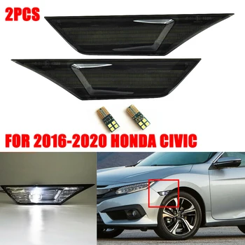 

For 2016-19 Honda Civic Smoked Side Marker Lamp Turn Signal Light with LED Bulb