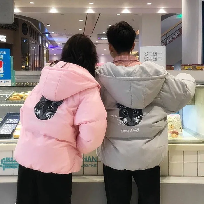 

2019 New Style Couples Cotton-padded Clothes Cotton Coat Winter Korean-style Women's Loose-Fit Padded down Coat Women's Fashion