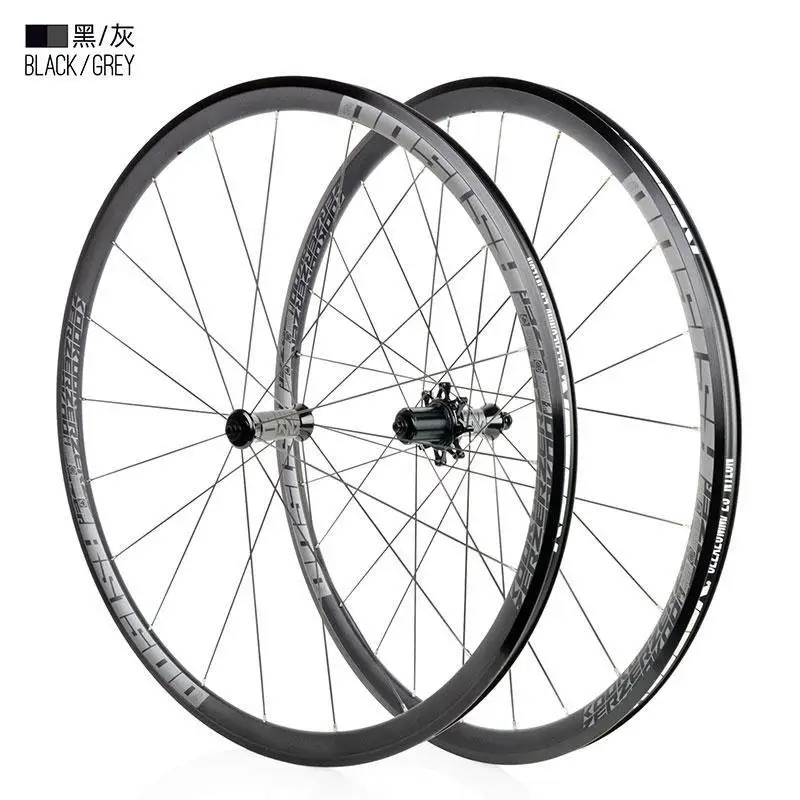 700C Wheelset KOOZER RS1500 Road Bike Front 2 Rear 4 Bearing 72 Ring 30MM Rim 2:1 Spoke Wheels Ultralight 1500g use RS330 - Цвет: Black Gray