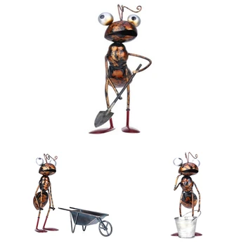 

Cart Ants Garden Decor Iron with Removable Bucket Succulent Storage