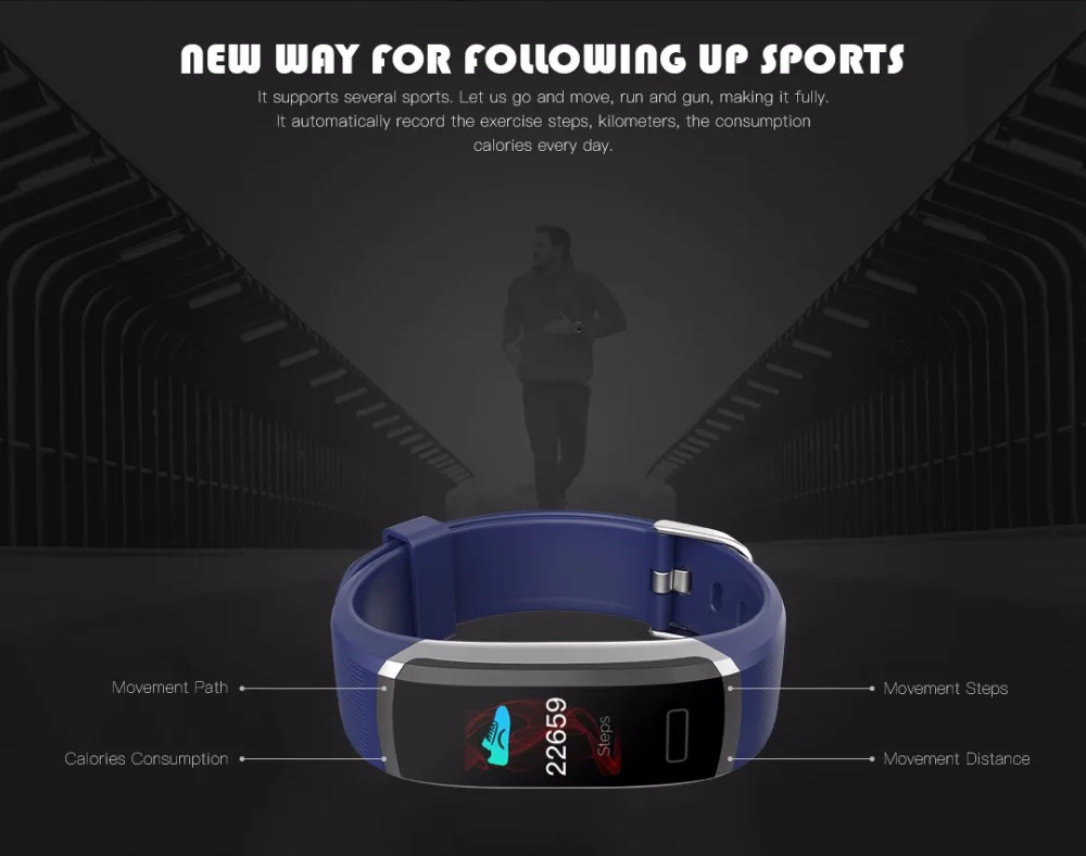 Hot new GT101 color screen smart bracelet heart rate sports bracelet sleep monitoring step waterproof