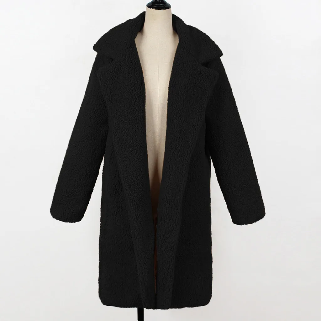 Пальто женское пальто из искусственного меха теплая уличная Длинная женская повседневная верхняя одежда больших размеров зимнее однотонное пальто с мехом для девочек 19Sep24