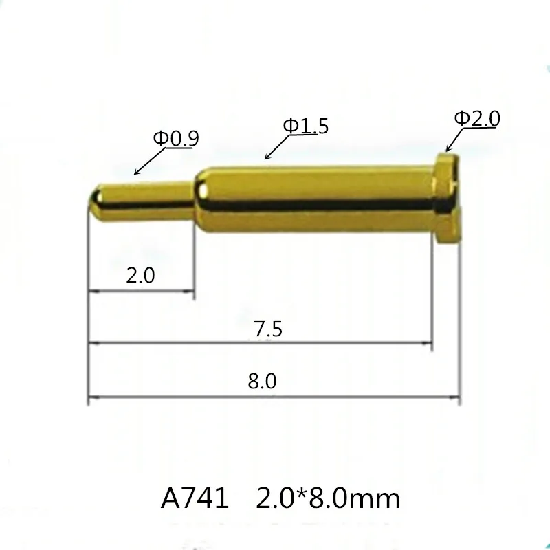 

Pogopin Connector Spring Thimble Battery Charging Pin Copper Pillar Probe Copper Gold-plated Contact Pin A741