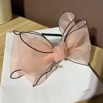 

big bows wind mesh yarn headband temperament Korean version of simple fabric