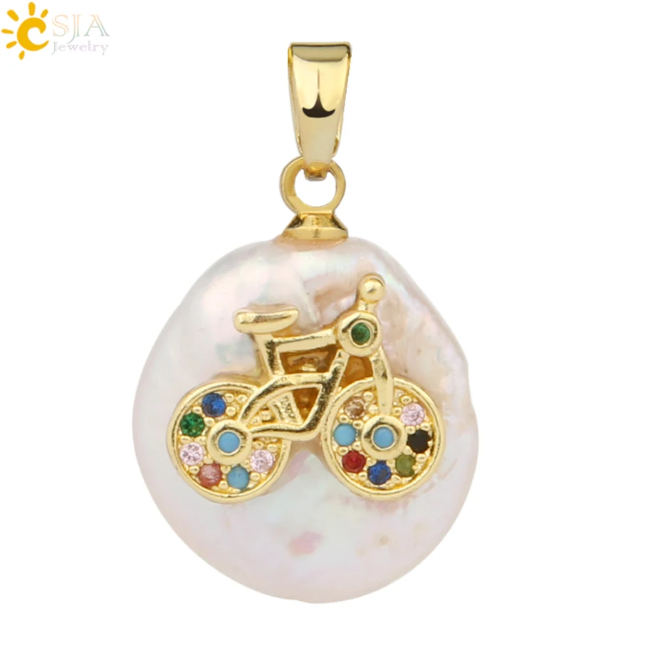 Pendant-E Csja кулон из пресноводного жемчуга крыло животное слон сова кролик растение кактус Подвески ожерелье со стразами для женщин Девушка G216 - Окраска металла: Pendant-E