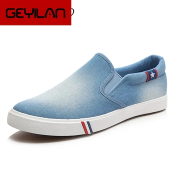 

Canvas Shoes Sneakers Men Shoes Slip On 2019 Summer Fashion Shallow Casual Shoes For Men Denim Blue Sneakers For Men