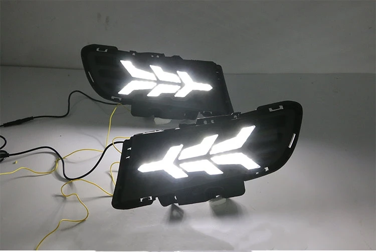 EOsuns led drl дневные ходовые огни для Mazda 3 2010-2012 с динамическим движущимся желтым поворотным сигналом и синим ночным светом