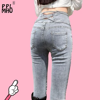 

High Waist Women Jeans Stretch Skinny Jeans Woman Push Up Washed Skinny Denim Pants Fashion Femme 2020 Mom Jeans Vintage Spring