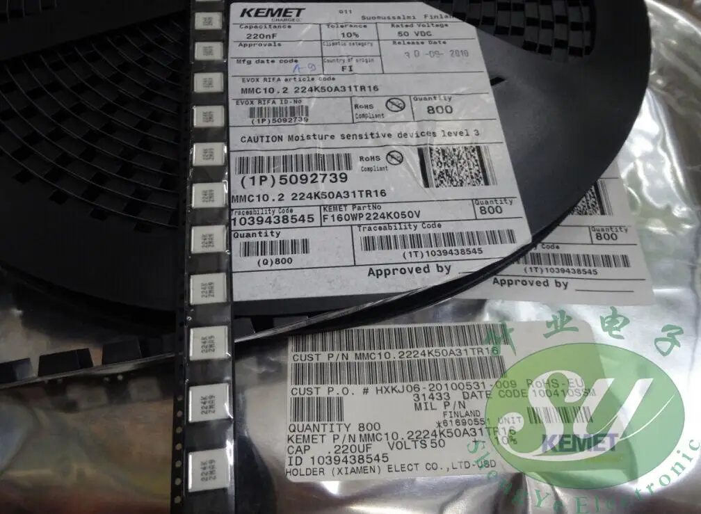 50 шт. KEMET RIFA SMT SMD 0,22 мкФ/50VNF u22MMC10.2 k50a 224 224 220