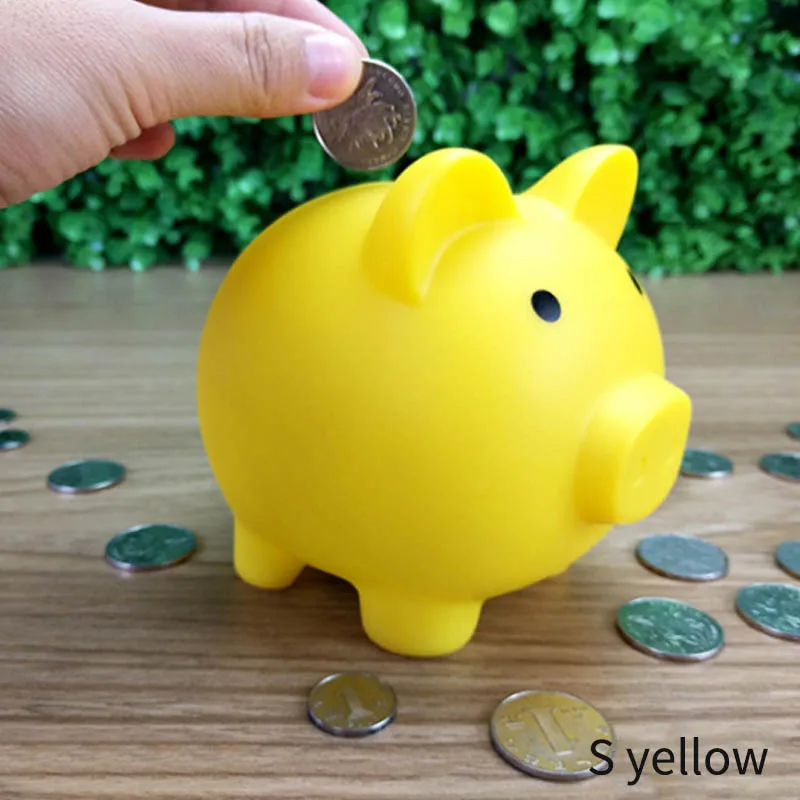 S yellow Мультяшная свинья копилки копилка детские игрушки подарок на день рождения Домашний декор копилки копилка 1 шт. коробка для хранения монет - Цвет: S yellow