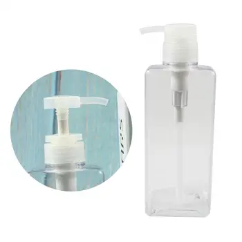 

1pc 650ML Large Capacity Refillable Bottle Transparent Square Lotion Bottle Shampoo Shower Gel Bottle (Dark Green/Transparent)
