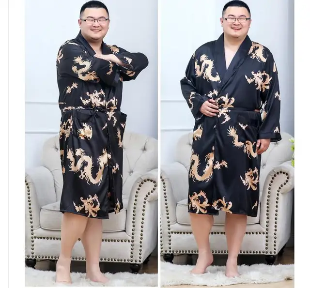 Accappatoio Uomo In Seta E Poliestere - Kimono Con Ricamo Drago, Stile Vintage, Lavabile - Foto 2