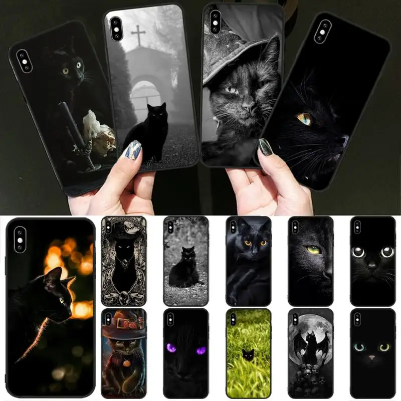 

FFboost Black Cat Staring Eye case coque fundas for iphone 11 PRO MAX X XS XR 4S 5S 6S 7 8 PLUS SE 2020 cases cover