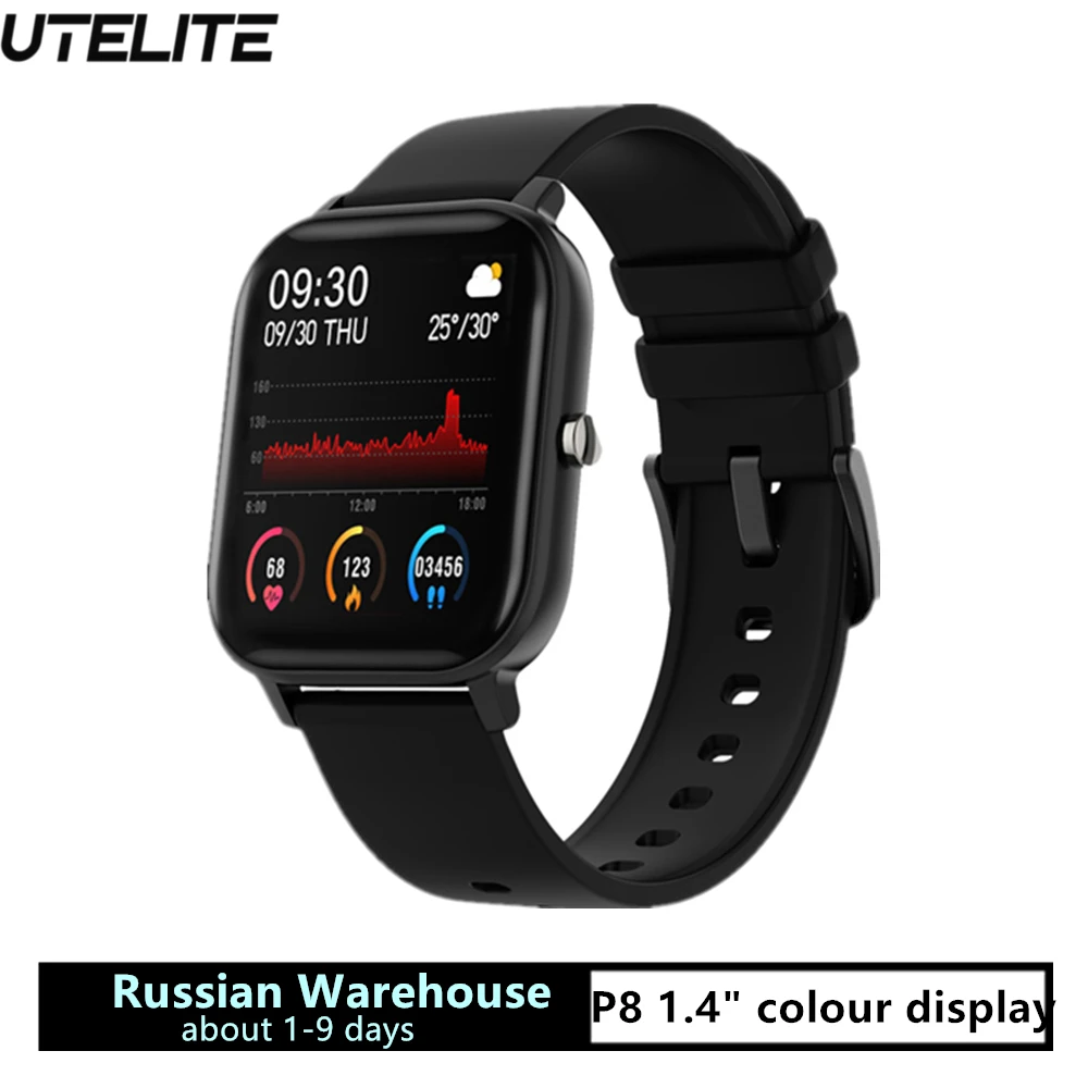 UTELITE-Reloj inteligente L8, pulsera GTS impermeable IP67 con control del ritmo cardíaco, pantalla completamente táctil HD, para teléfono iPhone, Huawei y Xiaomi