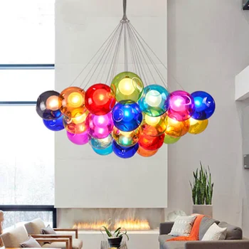 

Modern Colorful Clear Glass Ball Pendant Lights G4 DIY Soap Bubble Pendant Lamp for Home Deco Bar Coffee Living Room AC85-265V