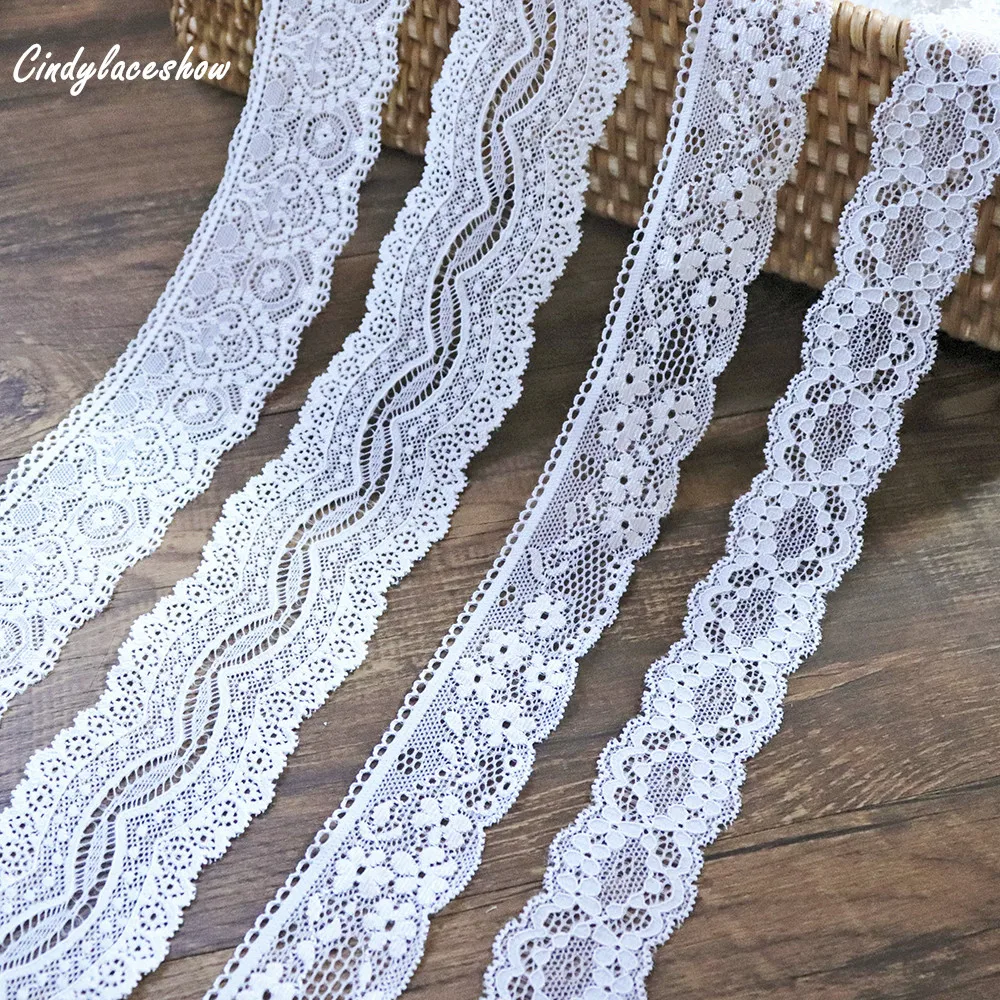 5Yards Nylon Stretch Lace Trim white ribbon For DIY Clothing lingerie underwear Sewing Appliques French Net Elastic Fabric | Дом и сад