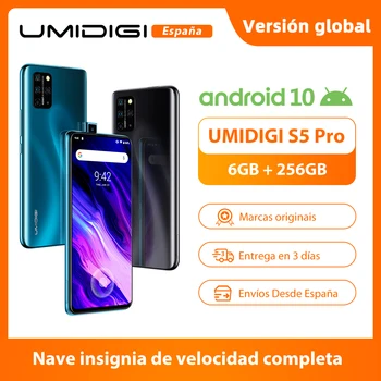 Перейти на Алиэкспресс и купить Смартфон UMIDIGI S5 Pro Helio G90T, 6 ГБ + 256 ГБ, AMOLED экран FHD +, сканер отпечатка пальца, всплывающая селфи-камера, 4680 мАч