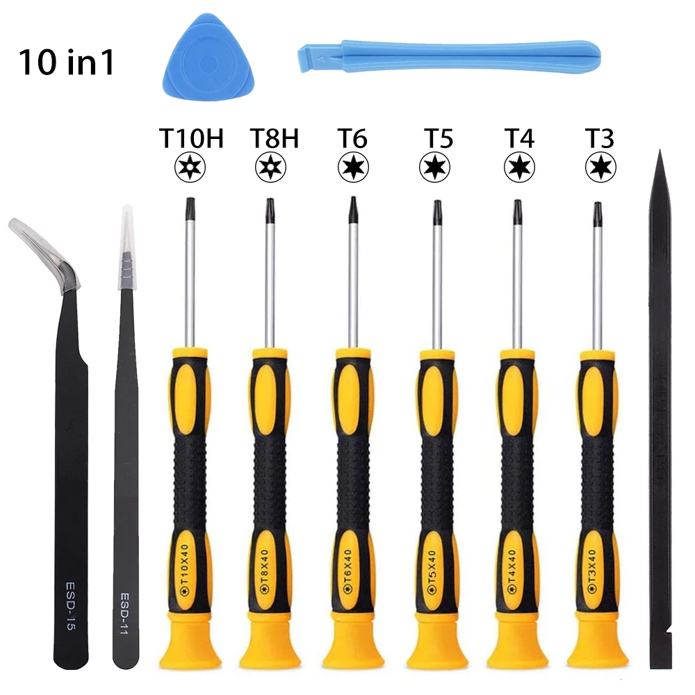 11 1 Torx 드라이버 세트 T3/4/5/6/8/10 보안 Torx 비트 ESD 핀셋 정밀 수리 키트 50 대/몫
