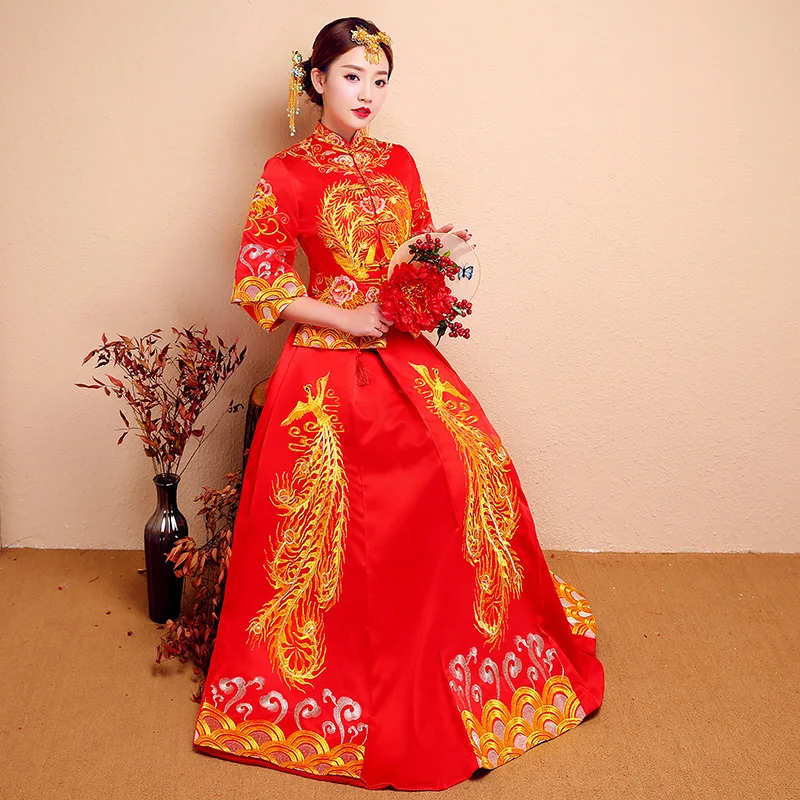 

Serving 2020 New Bride Wedding Clothes Kimono Dress Longfeng Existing Ancient Chinese Style Wedding Dress Show A Toast