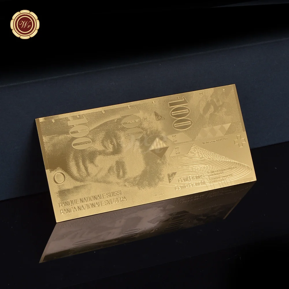 WR 6 шт./лот Золотая фольга швейцарские банкноты с рамкой серебро поддельные деньги Банкноты коллекция подарок сертификат дропшиппинг - Цвет: gold 100
