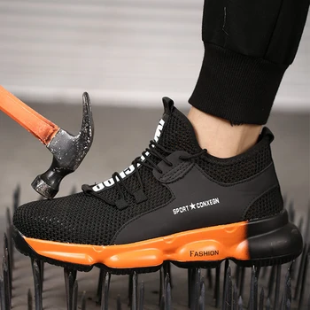 

Safety Shoes for Men Steel Toe Boots Shoes Anti-Smashing Construction Work Safety Boot Breathable Work Shoes Large Size 36-46