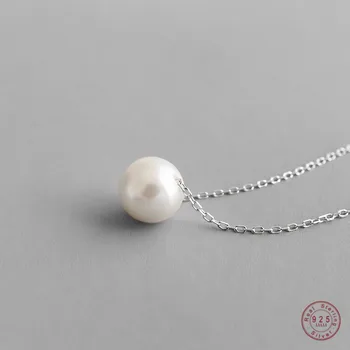 925 Sterling Silver Korean Version Simple Pearl Pendant Clavicle Chain Necklace Women Light Luxury Mature Wedding Jewelry Gift
