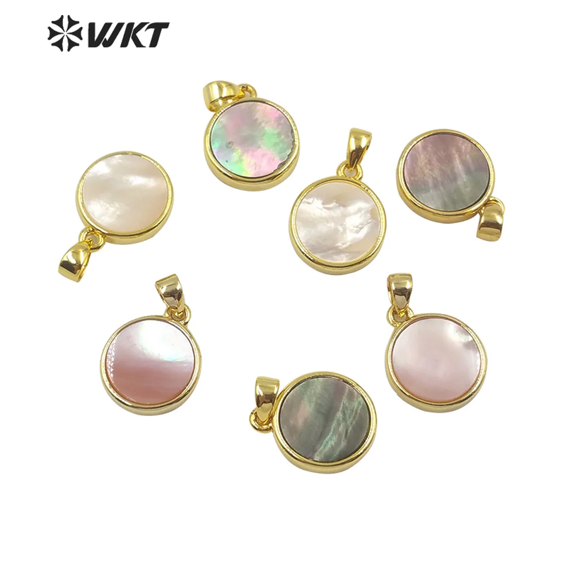 WT-JP186 2020 новейший кулон из ракушек Золотая отделка круглая ракушка элегантный