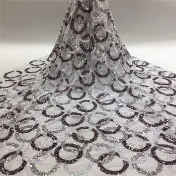 

African Lace Fabric Shining Sequins Tulle Lace with Sequins Fabric Hot Sale French Lace Fabric MJ34861