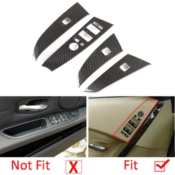 

Carbon Fiber ABS Window Lift Switch Button Trim For BMW 5 Series E60 E61 2004-06 New And High Quality