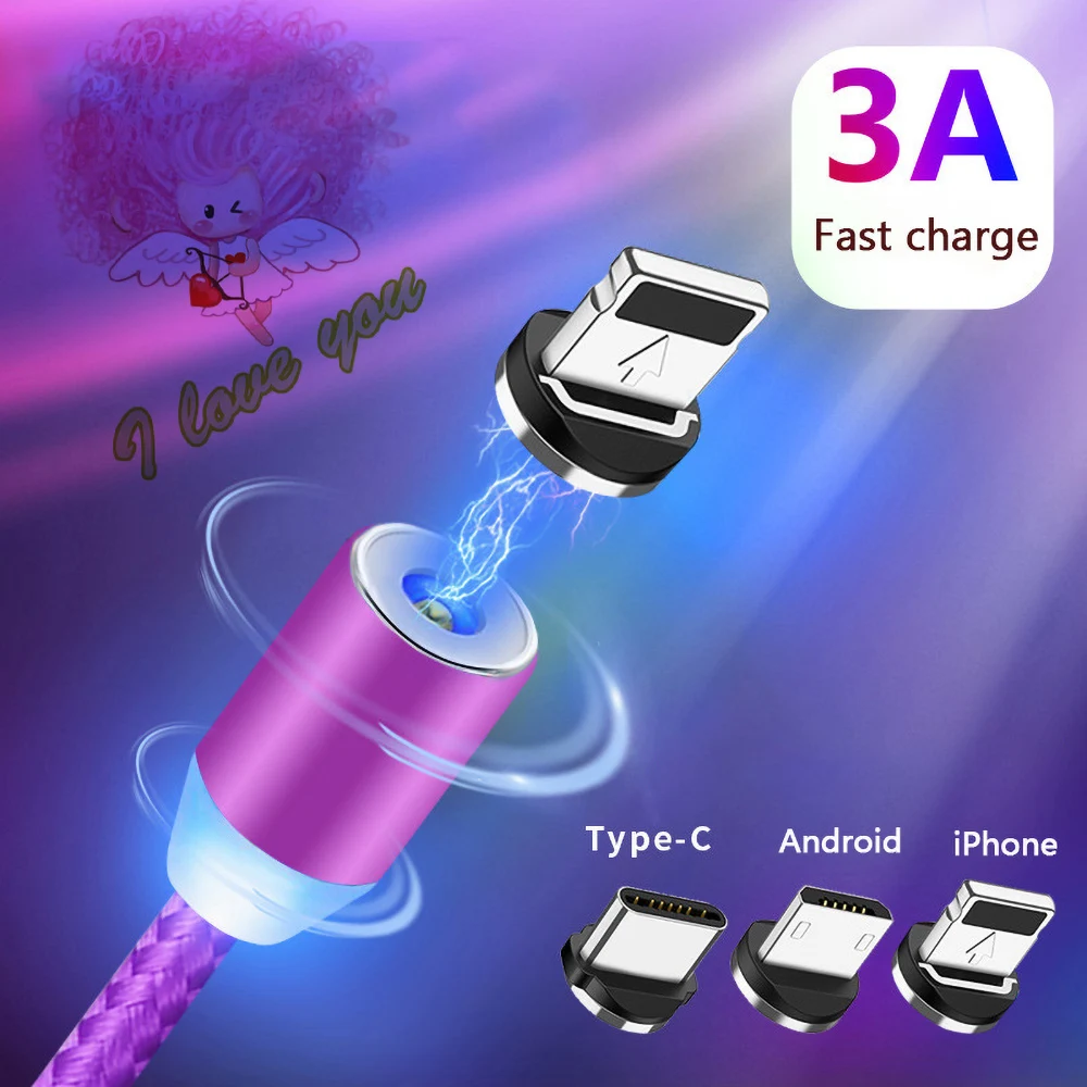 Магнитный Micro USB кабель для iphone 11 XR samsung huawei провод быстрой зарядки магнитное