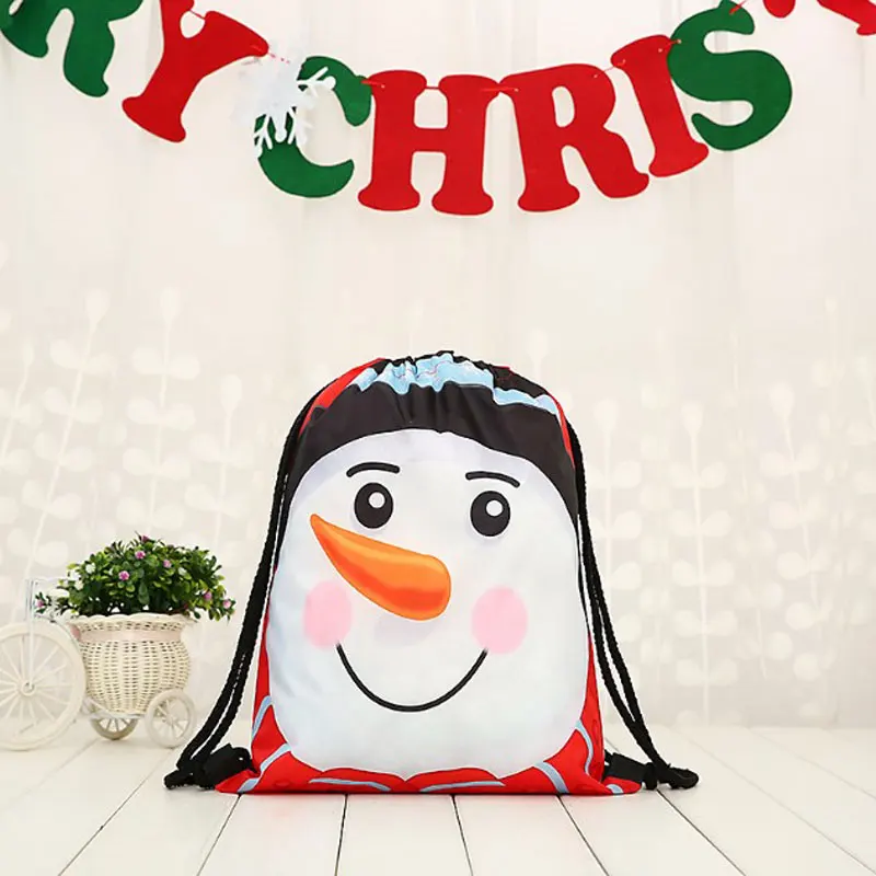 Рождественские милые сумки с затягивающимся шнурком для мужчин/женщин/детей/usd праздничная подарочная сумка дешевый спортивный рюкзак с милым рисунком