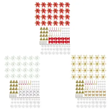 

120pcs/set Glitter Artificial Flowers Snowflake Bell for Christmas Tree Decor