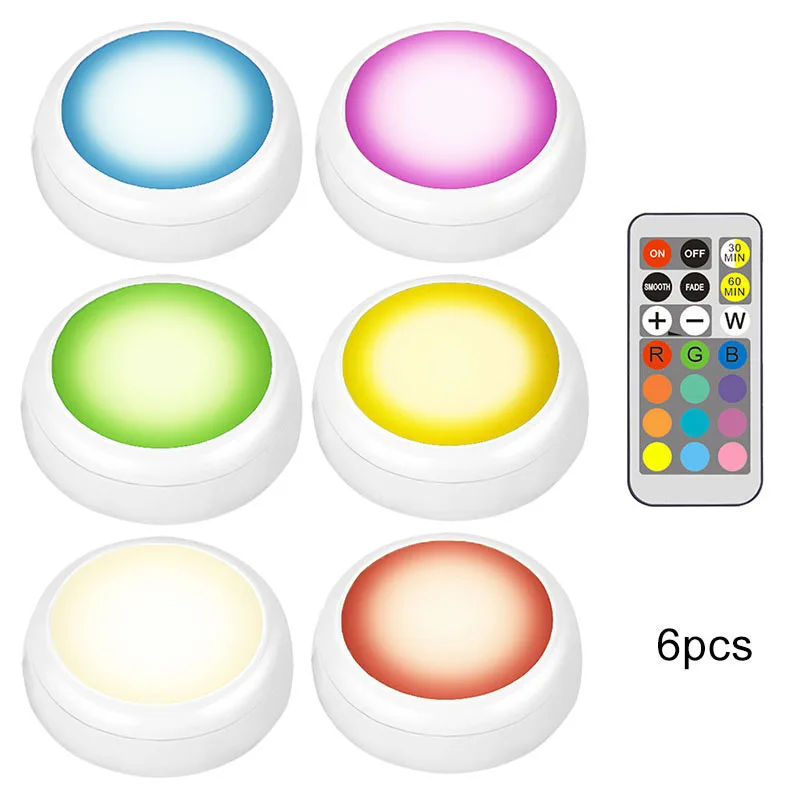 

Wireless LED Puck Lights Under Cabinet Kitchen Lighting with Remote Control FP8