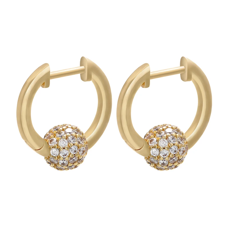 QMHJE Small Hoop Earrings Women Cubic Zirconia Rainbow Stone Ball Jewelry Gold Silver Color Bling Mini Earing Round Circle | Украшения и