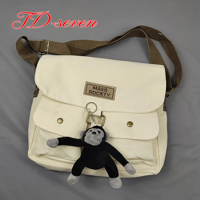 Women's Canvas Bag Japanese Department Harajuku Windsuit Messenger Bag Female Korean Students Shoulder Bags as picture 10 pendan