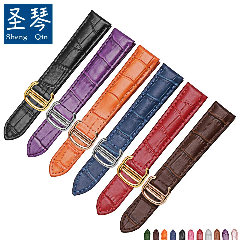 

14mm 16mm 18mm 20mm 22mm Watchband Black Red Genuine Leather Strap For Tank Solo Series Cow Leather Bracelet