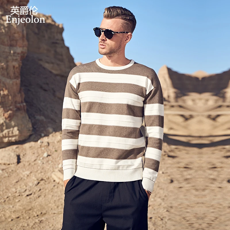 

Enjeolon Pullover Men Brand Clothing 2019 Autumn Winter Slim Fit Sweater Men Casual Striped Sweater Men MY3247